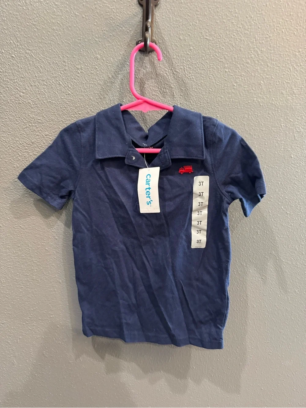 Carter's Navy Blue Polo with Red Embroidered Truck